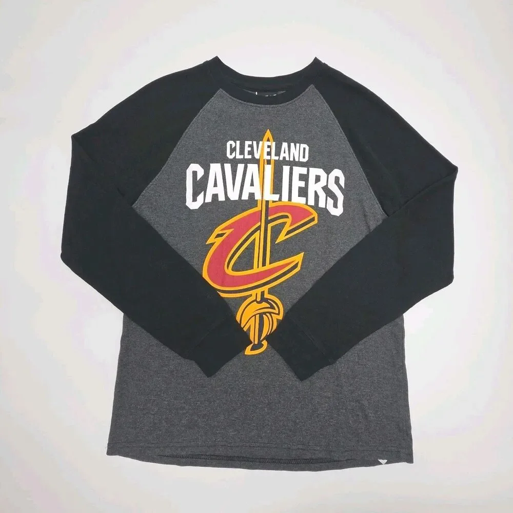 THREE Cleveland Cavaliers Shirts Men Sz Medium Thermal Gray 1/4 Zip Red NBA CAVS